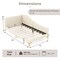 Beige Solid Wood Linen Fabric Daybed with Rivet Tufted Design